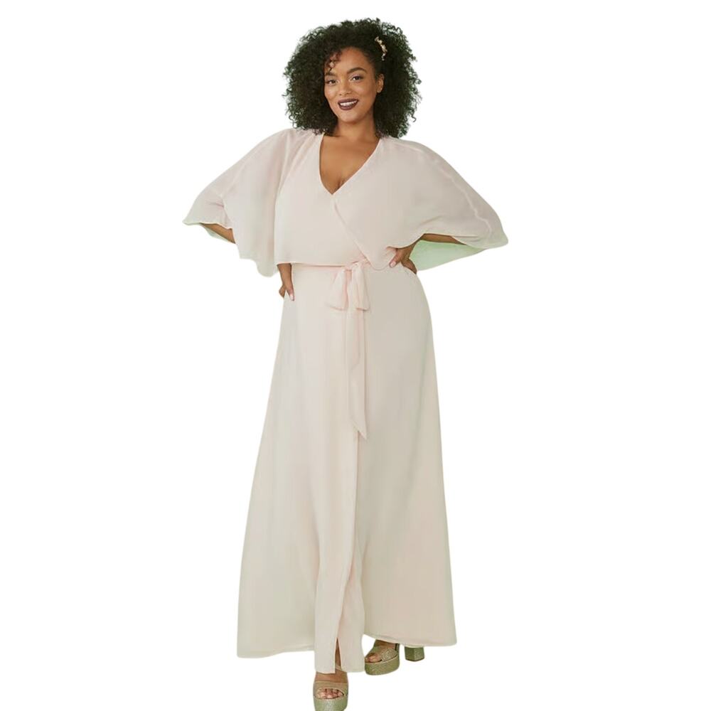 ModCloth Wrapped In Rapture Light Pink Chiffon Capelet Maxi Dress NWT Small $199